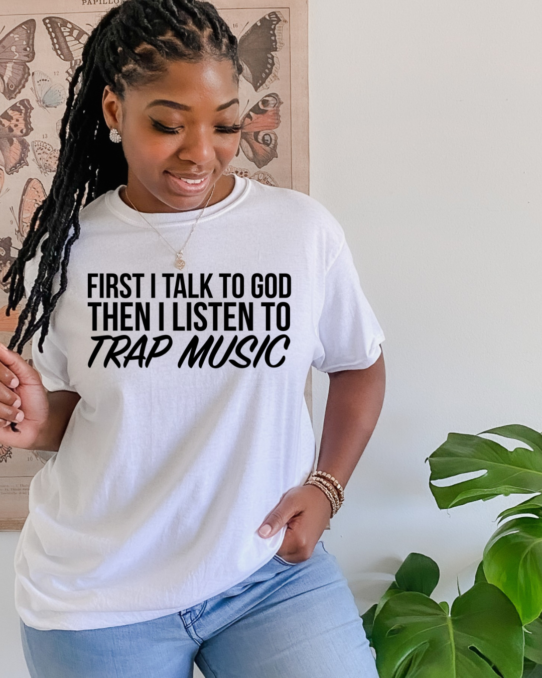 First I Talk To God Then I Listen To Trap Music Tee